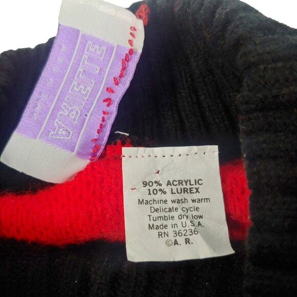 Vintage 80s Womens Large Arielle Sweater Red Glitter Abstract Retro READ NO TAG - Picture 10 of 10